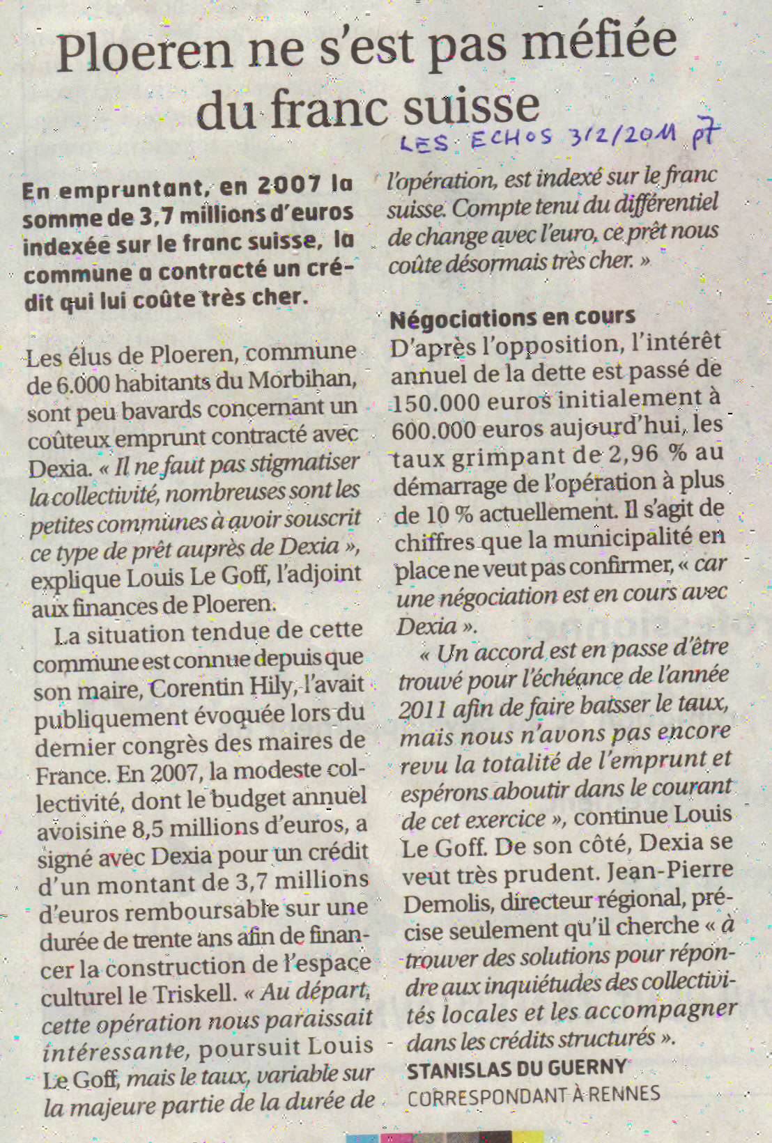 ploeren article les echos 2 fevrier 2011